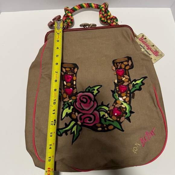 Betsey Johnson Tan Satchel with Floral Embroidery - Picture 11 of 14